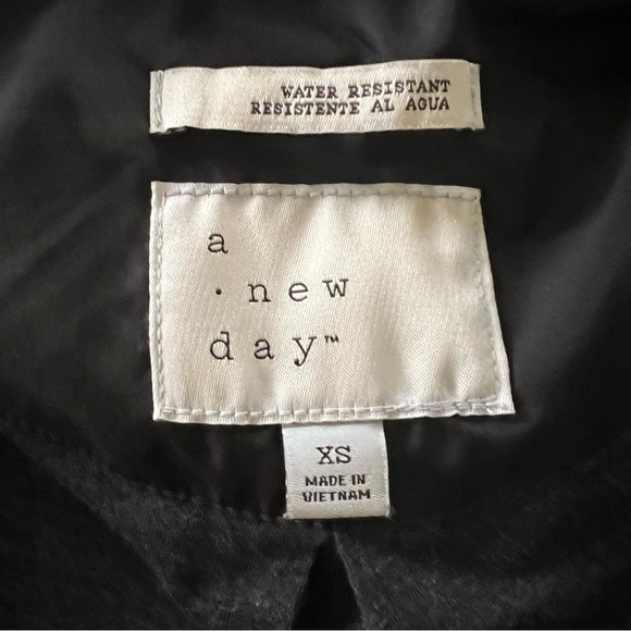 A New Day black mid length zipper snap hoodie windbreaker pockets cinch waist XS - Picture 8 of 14